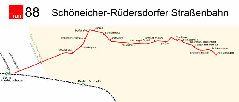 Streckenplan Linie 88 SRS