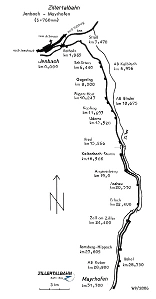 Zillertalbahn Streckenkarte